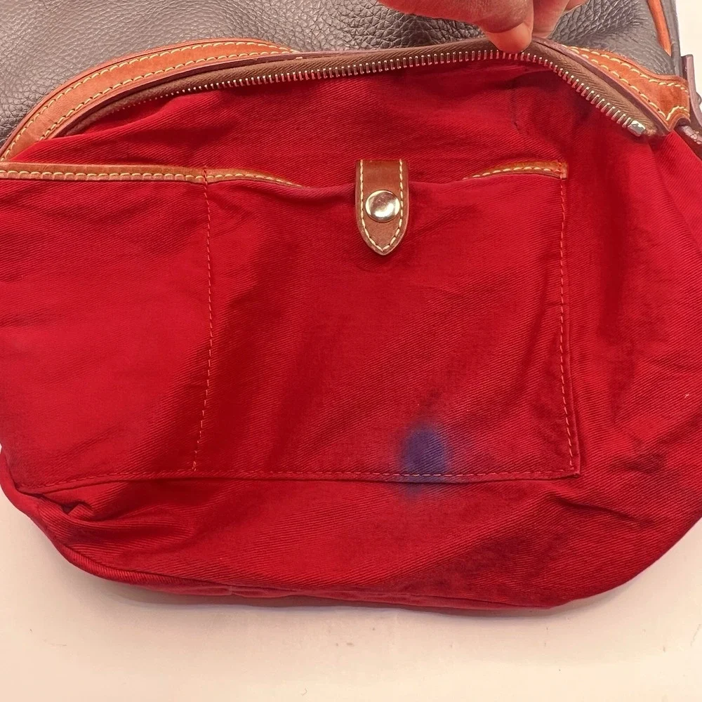 Dooney & Bourke Black and Brown Pebbled Leather Harrison Hobo Bag